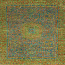 Square Abstract Oak Brown Oriental Rug, abs1479