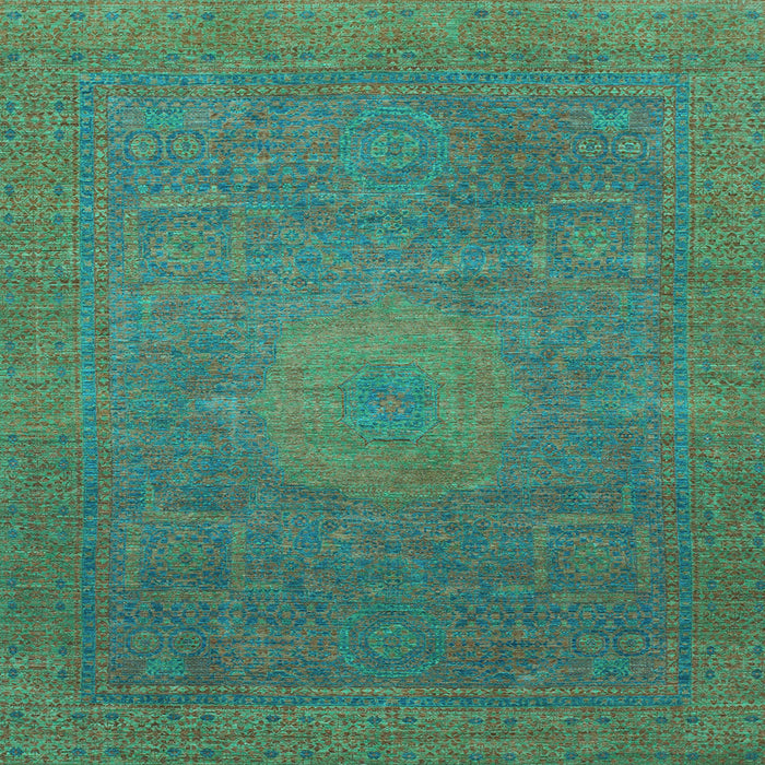 Square Machine Washable Oriental Light Blue Modern Rug, wshabs1479lblu