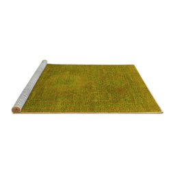 Sideview of Machine Washable Oriental Yellow Modern Rug, wshabs1479yw