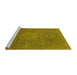 Sideview of Machine Washable Oriental Yellow Modern Rug, wshabs1479yw