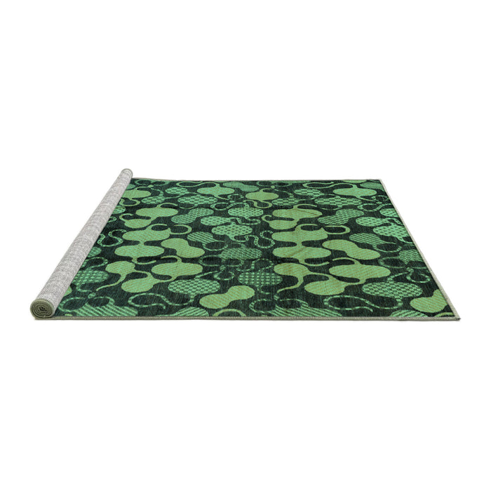 Sideview of Machine Washable Abstract Turquoise Modern Area Rugs, wshabs147turq