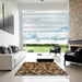 Square Abstract Bakers Brown Modern Rug in a Living Room, abs147