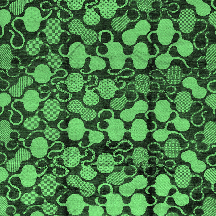 Square Machine Washable Abstract Emerald Green Modern Area Rugs, wshabs147emgrn