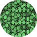 Round Abstract Emerald Green Modern Rug, abs147emgrn