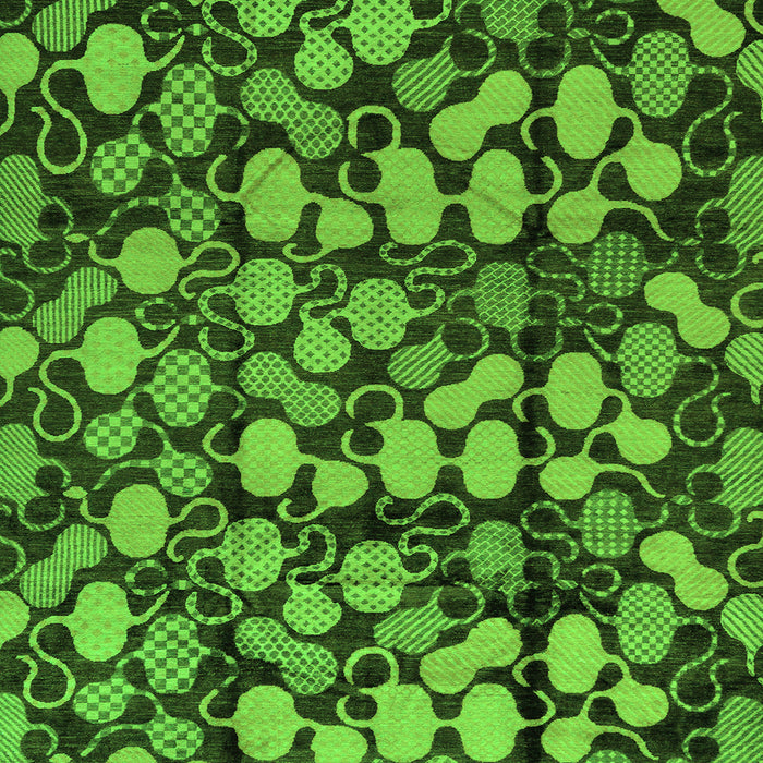 Square Machine Washable Abstract Green Modern Area Rugs, wshabs147grn