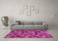 Machine Washable Abstract Pink Modern Rug, wshabs147pnk