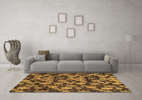 Machine Washable Abstract Brown Modern Rug, wshabs147brn