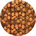 Round Machine Washable Abstract Orange Modern Area Rugs, wshabs147org