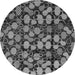 Round Abstract Gray Modern Rug, abs147gry