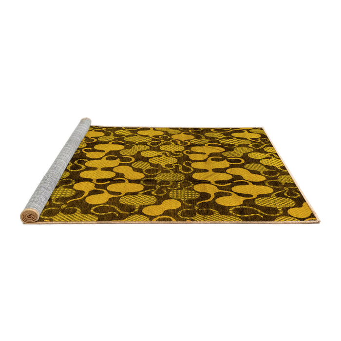 Sideview of Machine Washable Abstract Yellow Modern Rug, wshabs147yw
