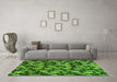 Machine Washable Abstract Green Modern Area Rugs in a Living Room,, wshabs147grn