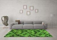 Machine Washable Abstract Green Modern Rug, wshabs147grn