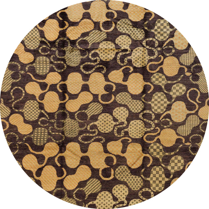 Round Abstract Bakers Brown Modern Rug, abs147