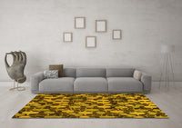 Machine Washable Abstract Yellow Modern Rug, wshabs147yw