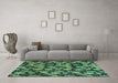 Machine Washable Abstract Turquoise Modern Area Rugs in a Living Room,, wshabs147turq