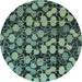 Round Machine Washable Abstract Light Blue Modern Rug, wshabs147lblu