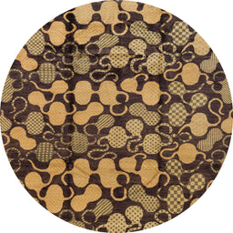 Round Machine Washable Abstract Bakers Brown Rug, wshabs147