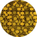 Round Abstract Yellow Modern Rug, abs147yw