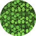 Round Machine Washable Abstract Green Modern Area Rugs, wshabs147grn