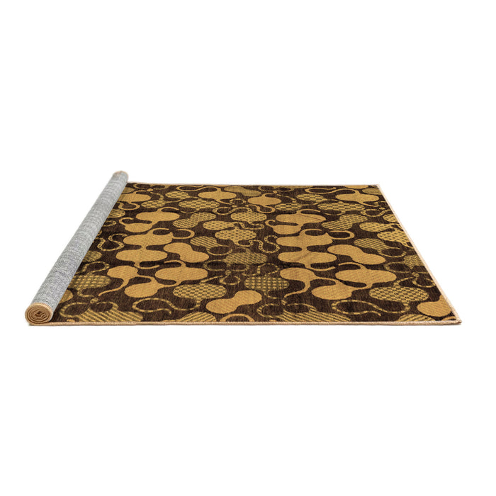 Sideview of Machine Washable Abstract Brown Modern Rug, wshabs147brn