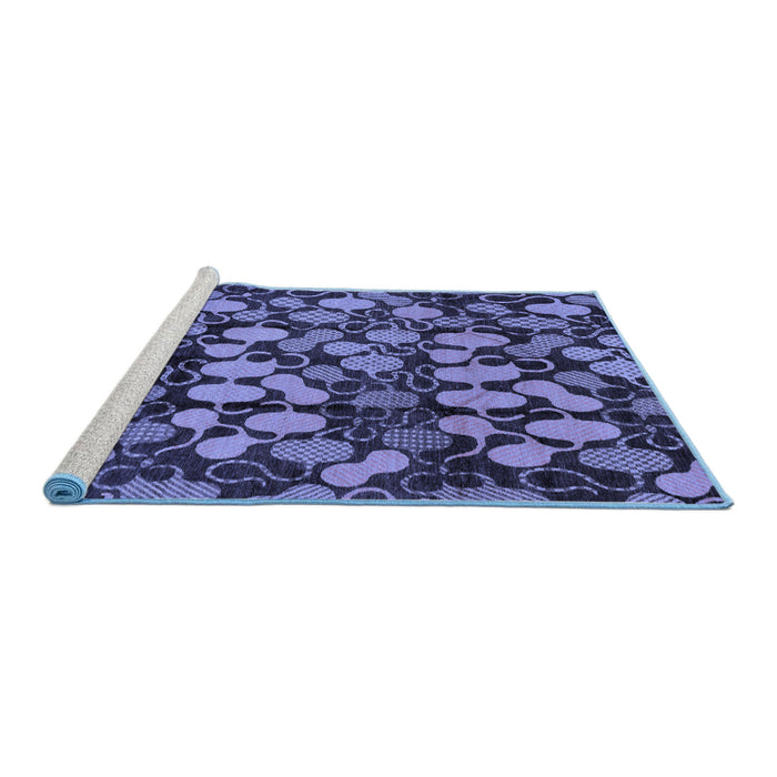 Sideview of Machine Washable Abstract Blue Modern Rug, wshabs147blu