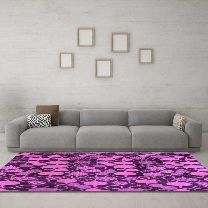 Machine Washable Abstract Purple Modern Area Rugs in a Living Room, wshabs147pur