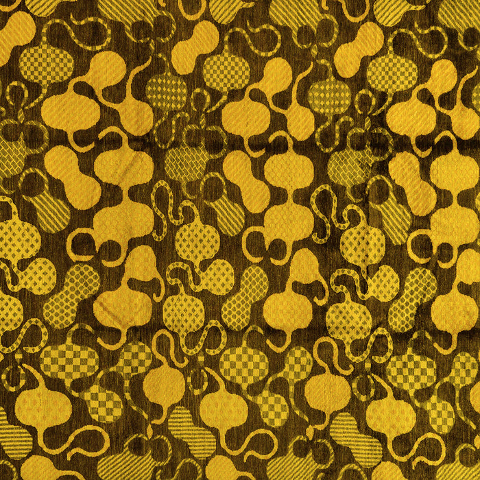 Square Machine Washable Abstract Yellow Modern Rug, wshabs147yw