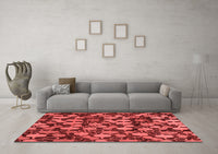 Machine Washable Abstract Red Modern Rug, wshabs147red