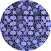 Round Abstract Blue Modern Rug, abs147blu