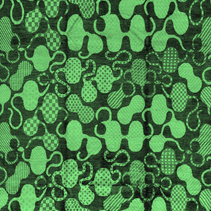 Machine Washable Abstract Emerald Green Modern Area Rugs, wshabs147emgrn
