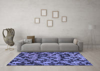 Machine Washable Abstract Blue Modern Rug, wshabs147blu