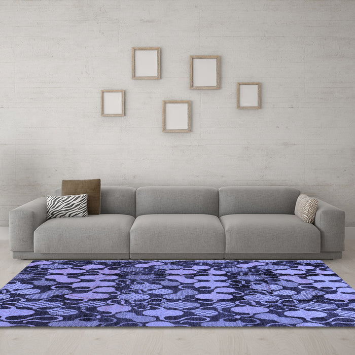 Machine Washable Abstract Blue Modern Rug in a Living Room, wshabs147blu