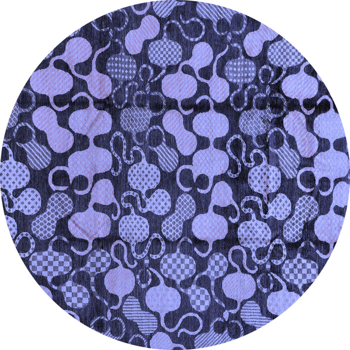 Round Machine Washable Abstract Blue Modern Rug, wshabs147blu