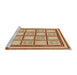 Sideview of Machine Washable Abstract Red Rug, wshabs148