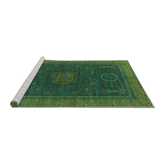 Sideview of Machine Washable Oriental Turquoise Modern Area Rugs, wshabs1480turq