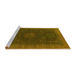 Sideview of Machine Washable Oriental Yellow Modern Rug, wshabs1480yw