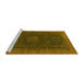 Sideview of Machine Washable Oriental Yellow Modern Rug, wshabs1480yw