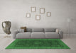 Machine Washable Oriental Emerald Green Modern Area Rugs in a Living Room,, wshabs1480emgrn