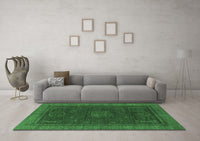 Machine Washable Oriental Emerald Green Modern Rug, wshabs1480emgrn