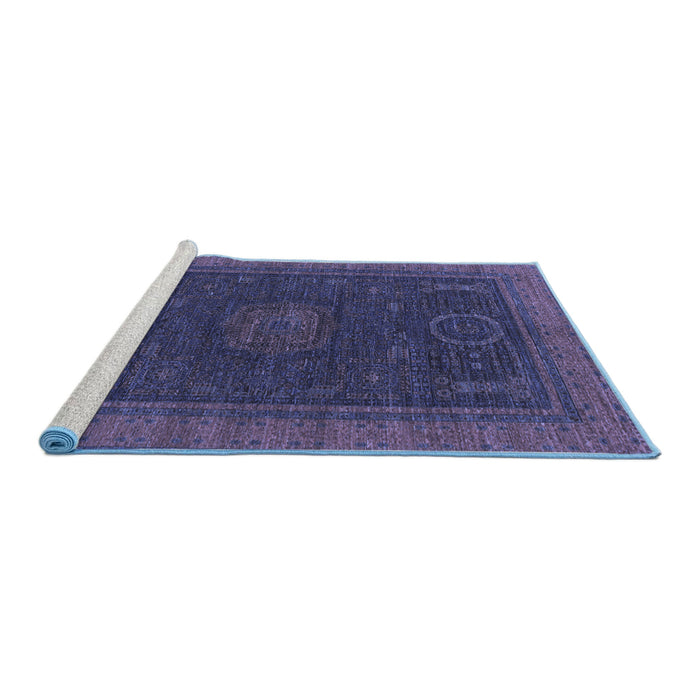Sideview of Machine Washable Oriental Blue Modern Rug, wshabs1480blu