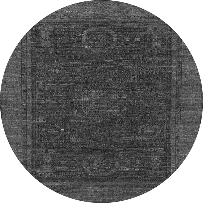 Round Machine Washable Oriental Gray Modern Rug, wshabs1480gry