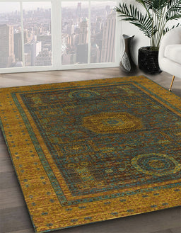Machine Washable Abstract Sepia Brown Rug in a Family Room, wshabs1480