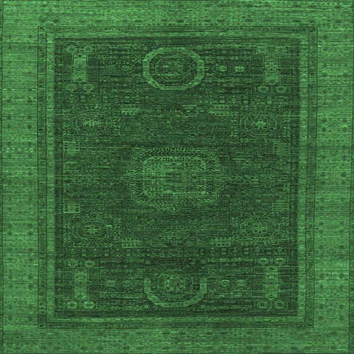 Square Machine Washable Oriental Emerald Green Modern Area Rugs, wshabs1480emgrn