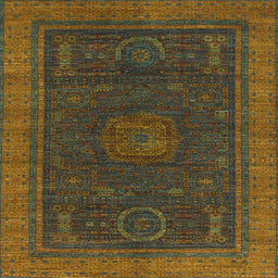 Square Abstract Reddish Brown Oriental Rug, abs1480
