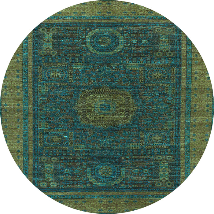 Round Oriental Light Blue Modern Rug, abs1480lblu