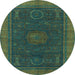 Round Oriental Light Blue Modern Rug, abs1480lblu