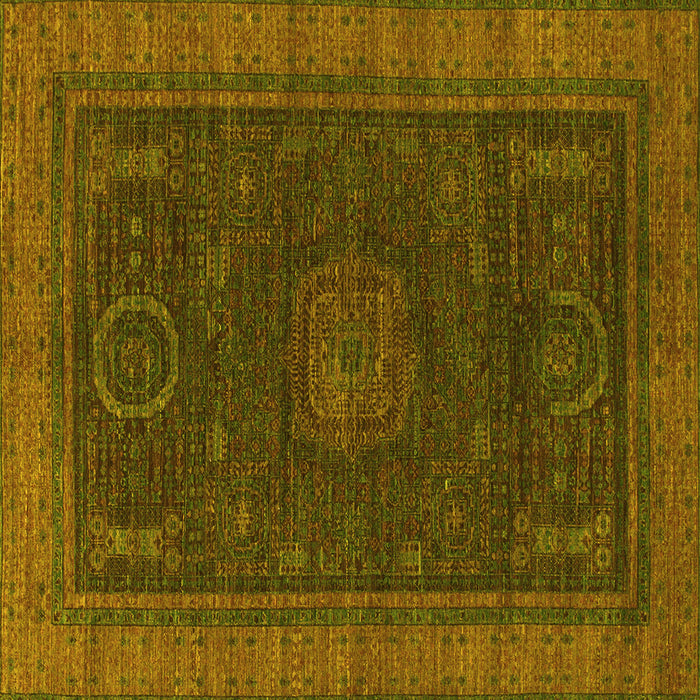 Square Machine Washable Oriental Yellow Modern Rug, wshabs1480yw