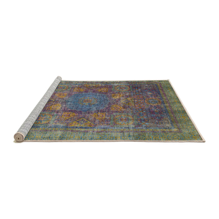Sideview of Machine Washable Abstract Purple Rug, wshabs1481