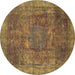 Round Oriental Brown Modern Rug, abs1481brn