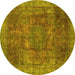 Round Oriental Yellow Modern Rug, abs1481yw